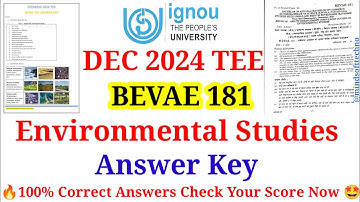 IGNOU BEVAE 181 Answer Key December 2024 TEE 💯 Correct Answers 🤩 Check Your Score Now 🔥