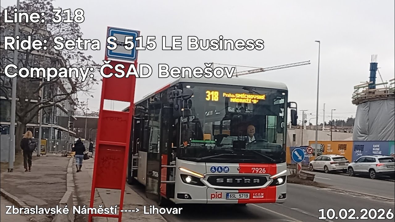 Line: 318 Ride: Setra S 515 LE Business Company: ČSAD Benešov to Lihovar