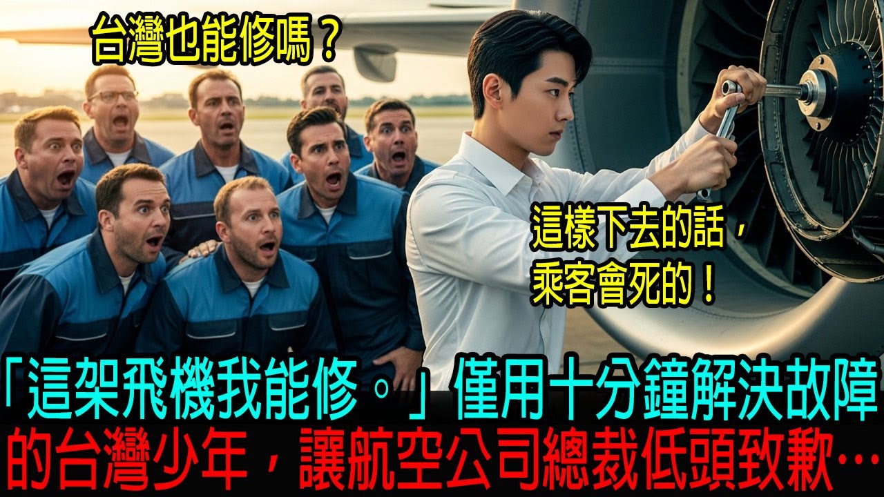 [海外感人故事] 「這架飛機我能修。」僅用十分鐘解決故障的台灣少年，讓航空公司總裁低頭致歉…｜感人的故事｜有聲書｜AI故事