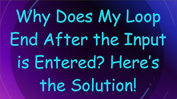Why Does My Loop End After the Input is Entered? Here’s the Solution!