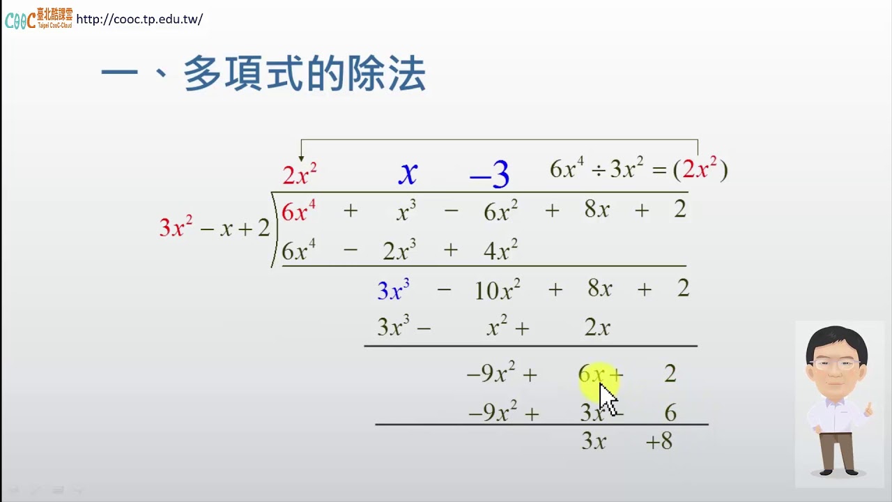 高中數學多項式之除法原則長除法缺項補零分離係數法 Youtube