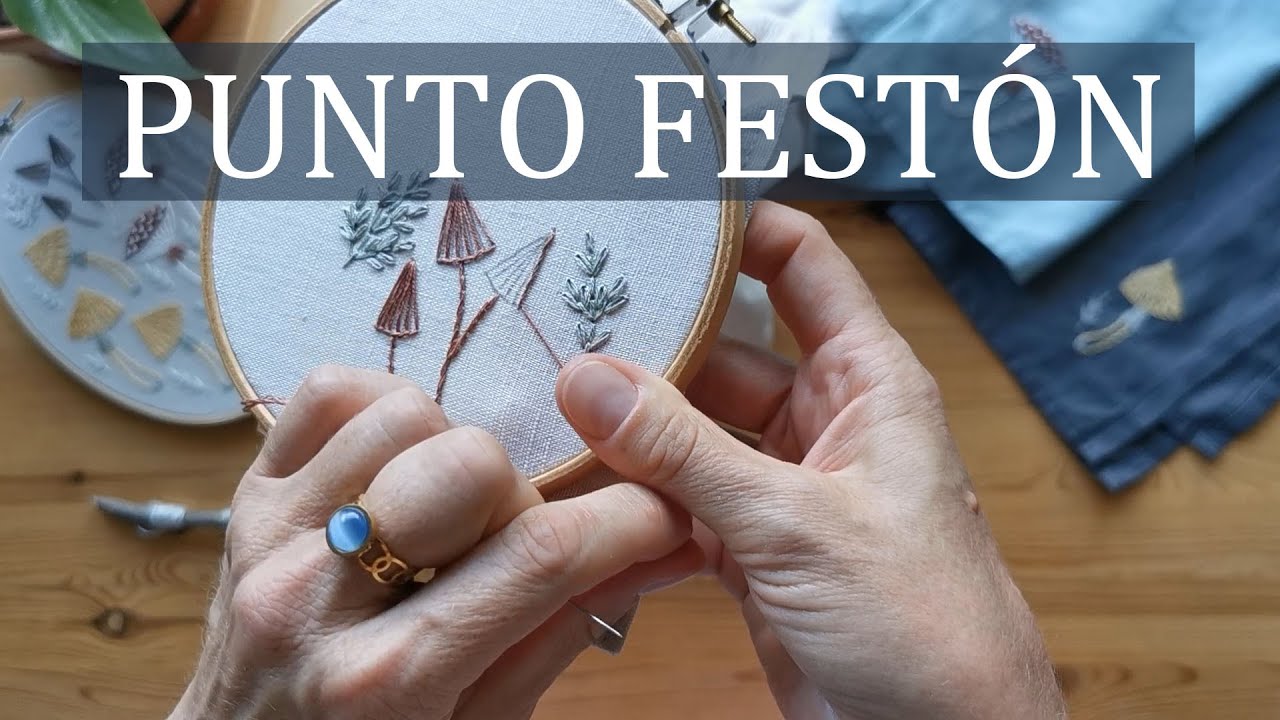 Punto festón para bordar una seta.