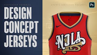 Design a Basketball Pelicans jersey concept using a photoshop template