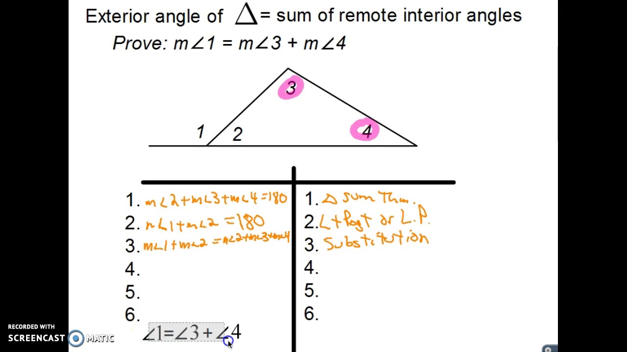 Exterior Angle 2 Remote Interior Angles