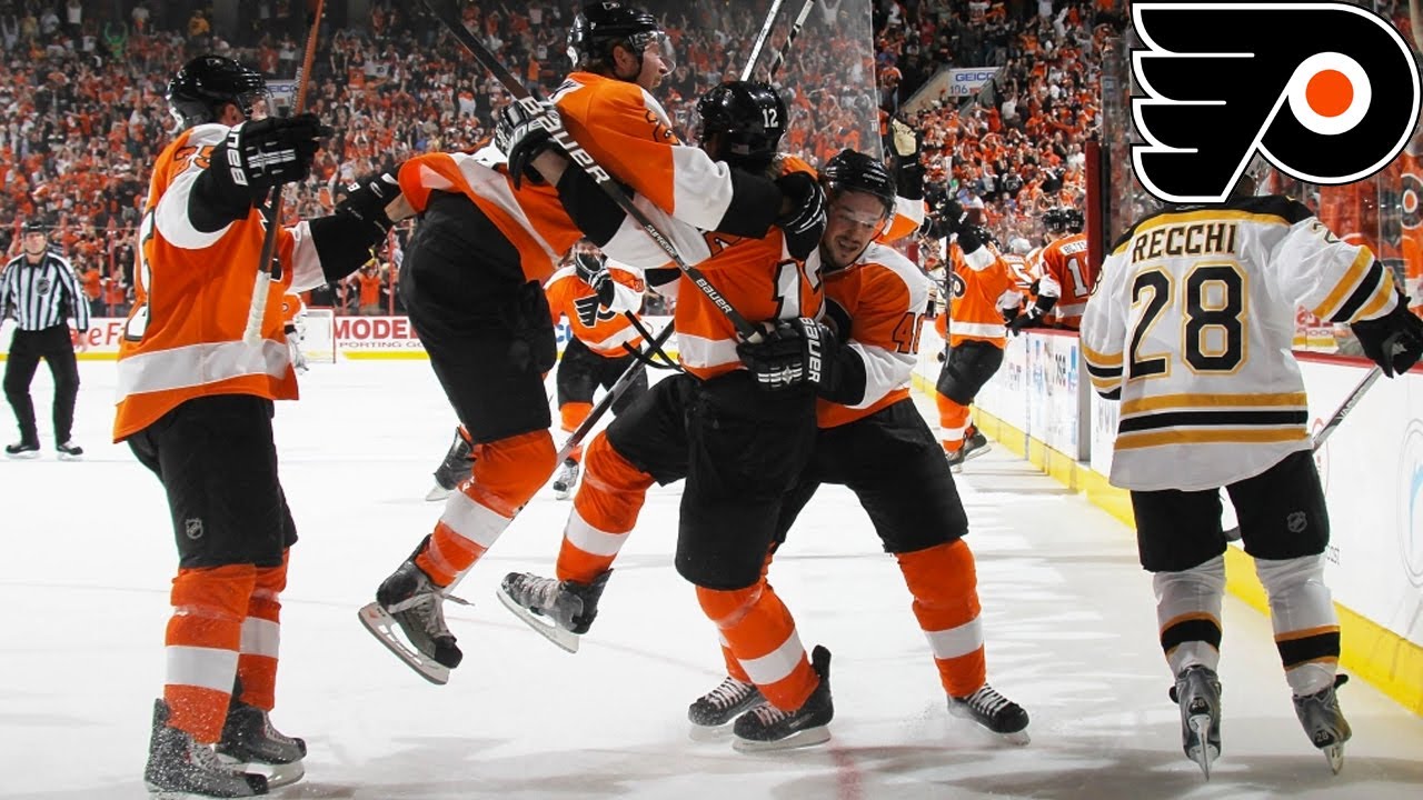 Philadelphia Flyers' Joffrey Lupul celebrates after scoring