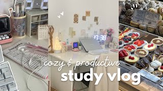 Study vlog 🍰 cozy & productive days, note taking, cafés, shopping, skincare, good food, etc.