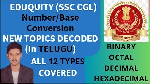 SSC NEW CONCEPT NUMBER SYSTEM || Base Conversion||Binary, Decimal, Octal, Hexadecimal | #ssc #ssccgl