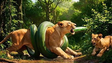 “Giant Python Attacks Lioness & Cub 🐍🦁 | Epic Amazon Jungle Rescue & Hospital Story”