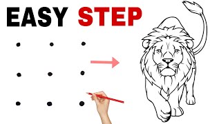 3X3 dots turns into Lion Drawing // Easy Lion Drawing