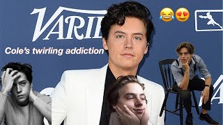 Cole Sprouse playing with his hair for 1 minute and 21 seconds straight