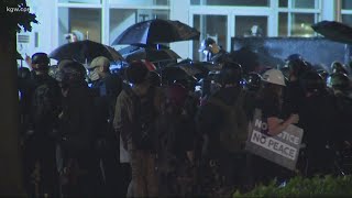 Protesters gather outside Portland police North Precinct