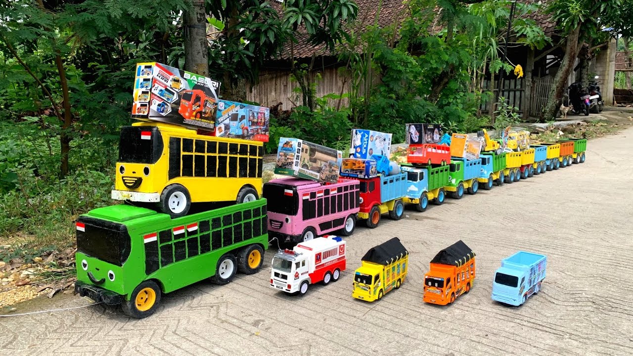 WADIDAW !! Mobil Truk Tronton Panjang Bongkar Mainan Mobil Mobilan Truk Molen, Forklif, Excavator