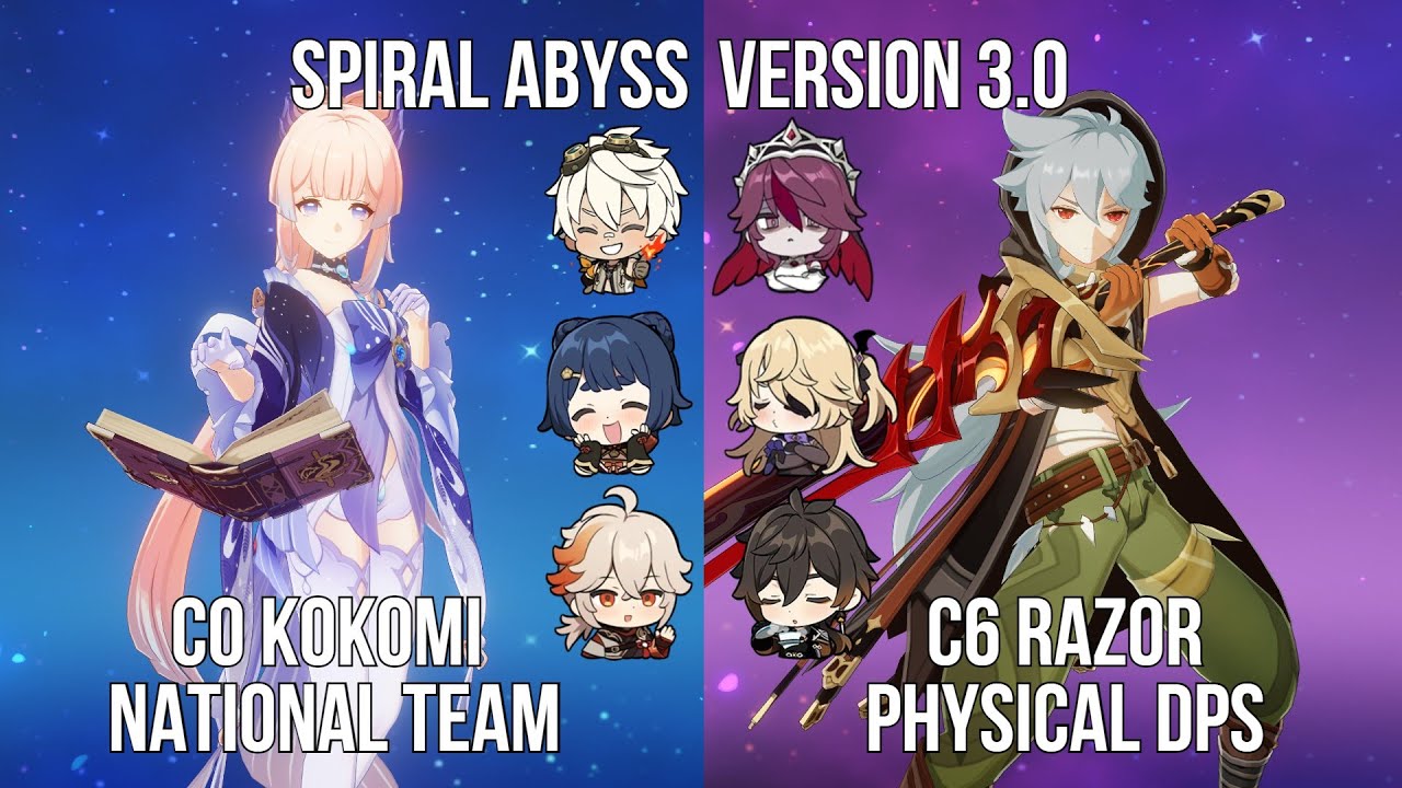 C0 Kokomi National - C6 Razor Physical DPS | 3.0 Spiral Abyss Floor 12 ...