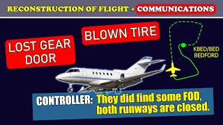 Blown Tire And Lost Gear Door On Takeoff Raytheon Hawker 800Xp Bedford Airport