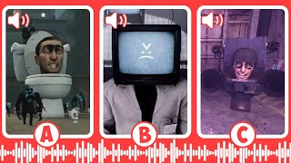 GUESS Monster's Voice #73 Large Toilet, Scientist TV Man, Laser Gunner Guardian Toilet| Skibidi Quiz