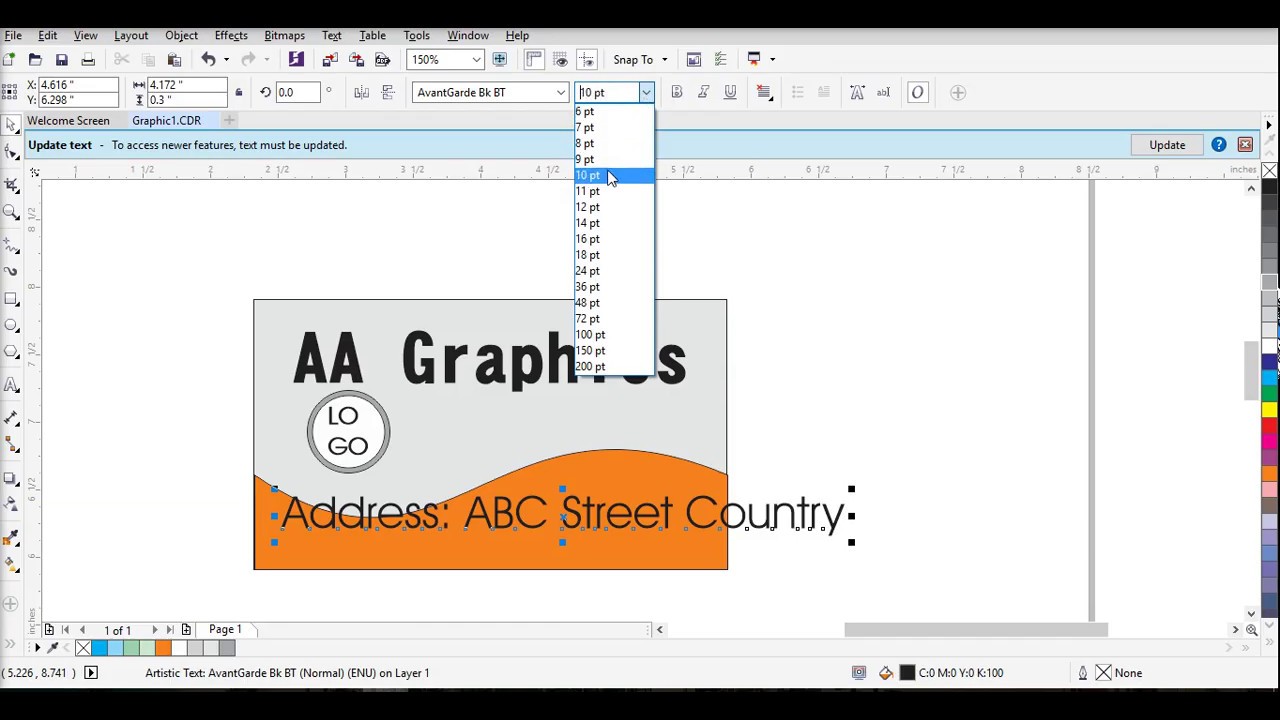 CorelDRAW, how to modify box and text Exc 2 - YouTube