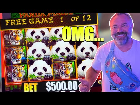 12 Free Games on $500 A Spin: MASSIVE Jackpot Hand Pay! Panda It's Time! #dragonlink