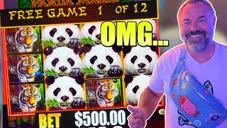 12 Free Games on $500 A Spin: MASSIVE Jackpot Hand Pay! Panda It's Time! #dragonlink screenshot 5