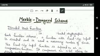 Network Security and Cryptography: Merkle Damgard Scheme, iterated hash function Guide