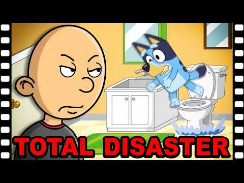 Caillou flushes Bluey down the toilet and gets grounded