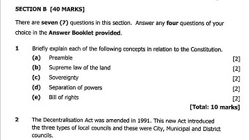 2017 Civic Education (GCe)- Section B part 1 Exam revision questions and answers