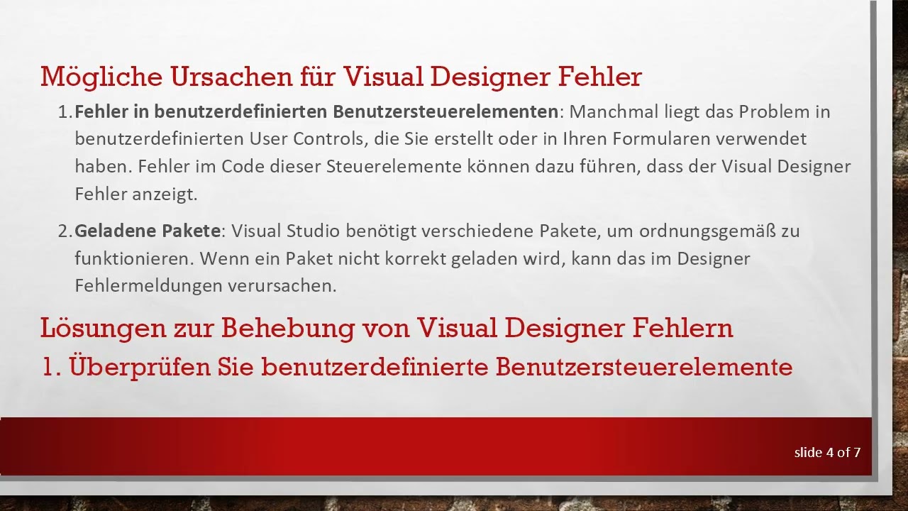 Fehlerbehebung bei „Visual Designer Fehlern“ in Visual Studio: Lösungen, wenn keine Fehler vorhande