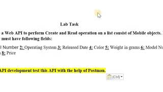 WE Wk 14 Lab Video 01 (WEB API LAB Task Explanation)