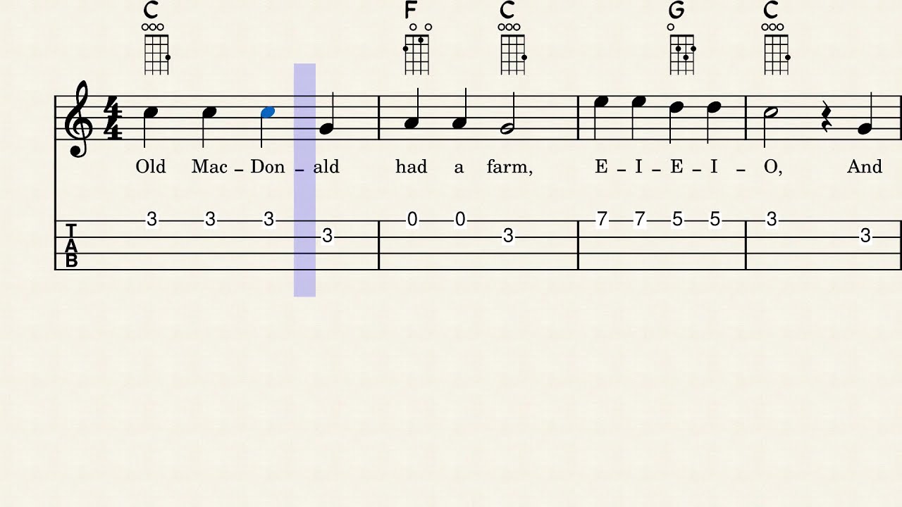 Old MacDonald Had a Farm - Chords, Tabs and Sheet Music