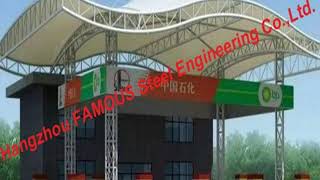 China Prefabricated Space Frame Steel Membrane Structural Gas Station Construction