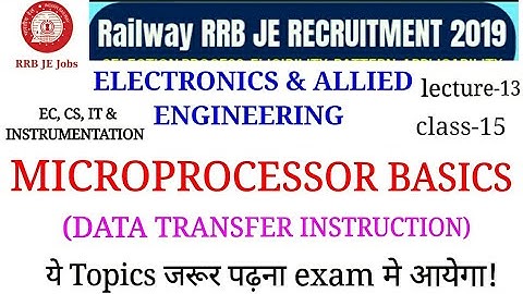 MICROPROCESSOR  DATA TRANSFER INSTRUCTION FOR RRB JE ELECTRONICS & ALLIED GROUP|| BY SIRJEE CLASSES
