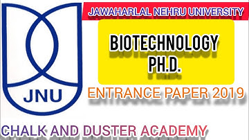 JNU BIOTECHNOLOGY PH.D ENTRANCE PAPER 2019