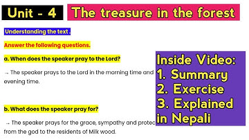 The treasure in the forest Exercise | Summary in Nepali | Class 12 English | HG wells
