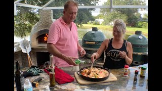 Zack &amp; Greta- Cooking Paella De Mariscos on Our New Wood Fired Oven