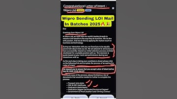 Wipro Elite LOI Mail Out #wipro #wiproelite2025 #wiprohiring2025 #comfortzonewithmanish2
