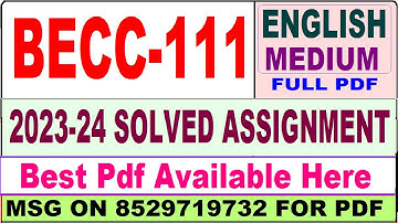 becc 111 solved assignment 2023-24 || becc 111 solved assignment 2024 in English || ignou becc 111