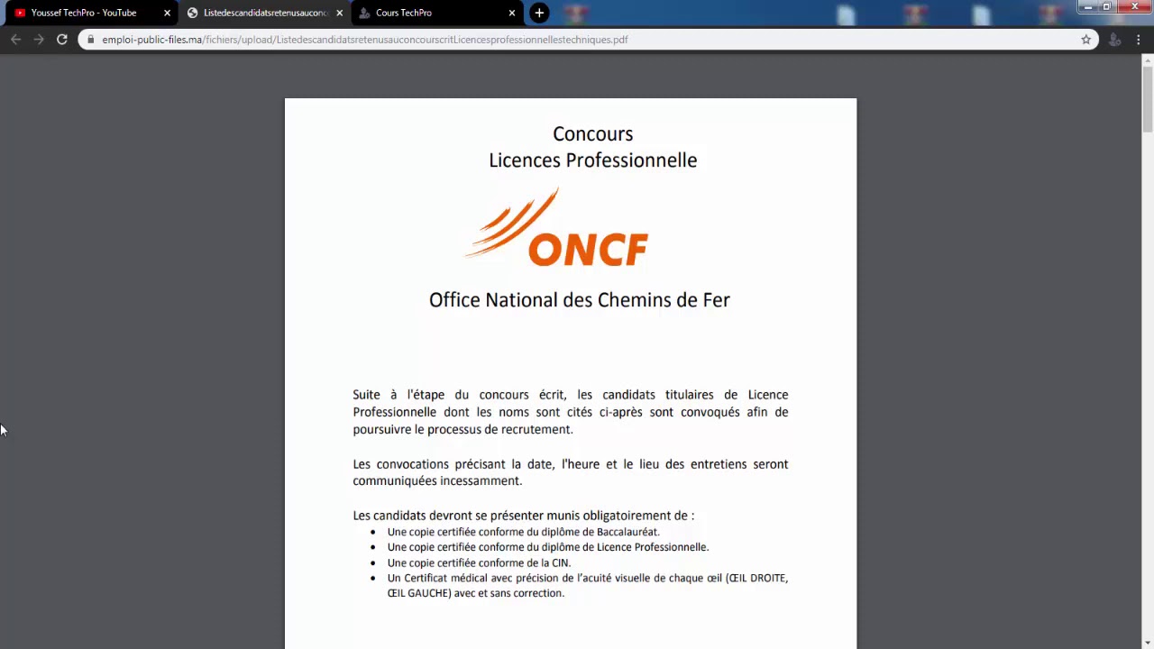 أجواء الشفوي لمباراة المكتب الوطني للسكك الحديدية و الأسئلة المتعلقة به 2019