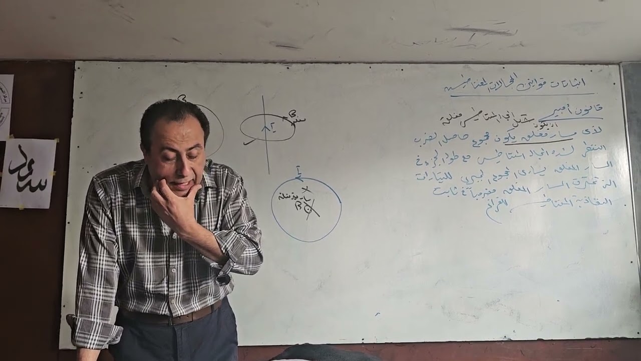 اللقاء الخامس عشر الجزء الثاني قانون أمبير واثبات قانون مجال السلك المستقيم توجيهي فيزياء 2006