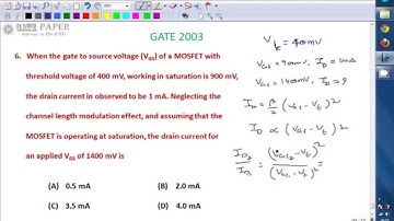 GATE 2003 ECE MOSFET in saturation region