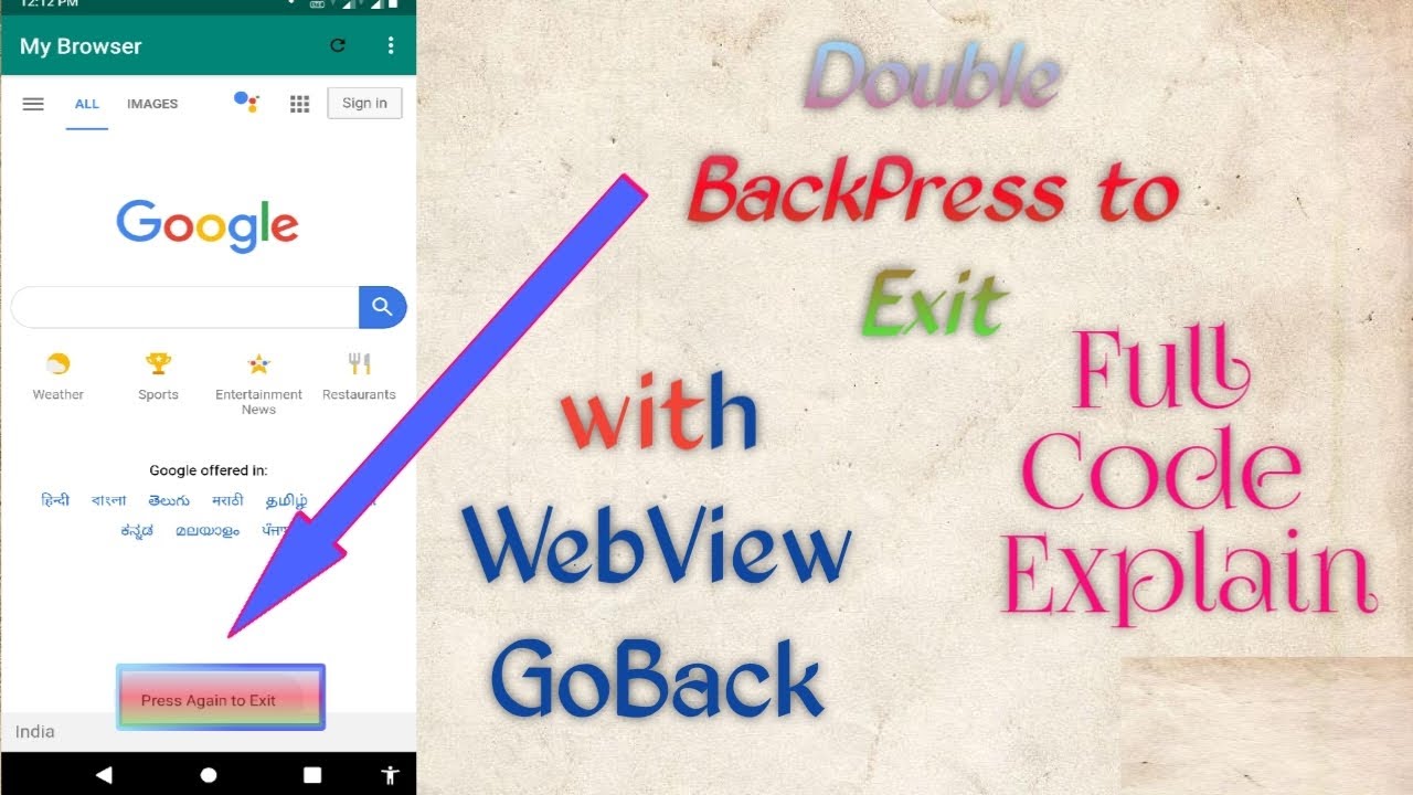 How To Create Double Back Press To Exit The App With Webview