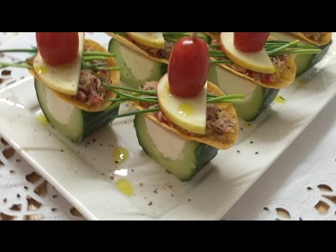 fine-appetizers-&-canapes-made-from-cucumber-and-tuna-|-how-to-make-fine-canapes-|-by-justforfun