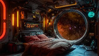 Orbital Space Shelter | Neon Bedroom with Grey Noise and Wonderful Universe Sounds | Deep Bass