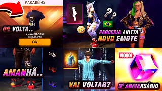 VAZOU!! 5º ANIVERSÁRIO DO FREE FIRE, NOVO EMOTE DA ANITTA, ONE PUNCH-MAN DE VOLTA E CUBO DE GRAÇA