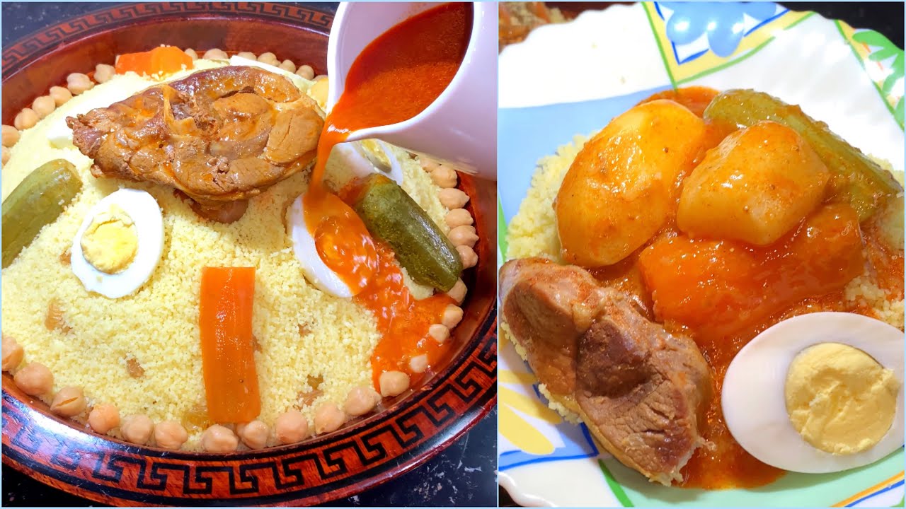 طعام( كسكسي) إكسبراس⏱بالمرقة حمرا الله الله خاثرة وبنينه ريحتها توصل لأخرالشارع🤤