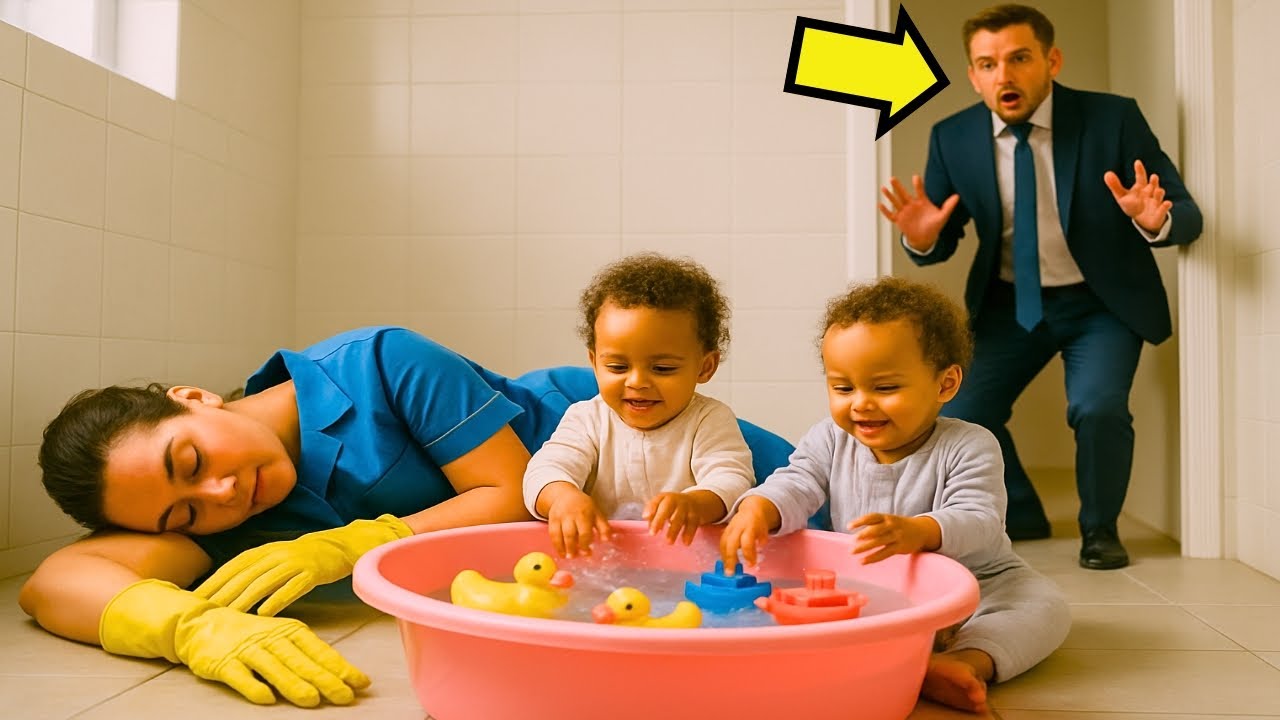 MILLONARIO DESCUBRE A LA EMPLEADA DURMIENDO EN EL BAÑO CON SUS GEMELOS… Y SU REACCIÓN SORPRENDE