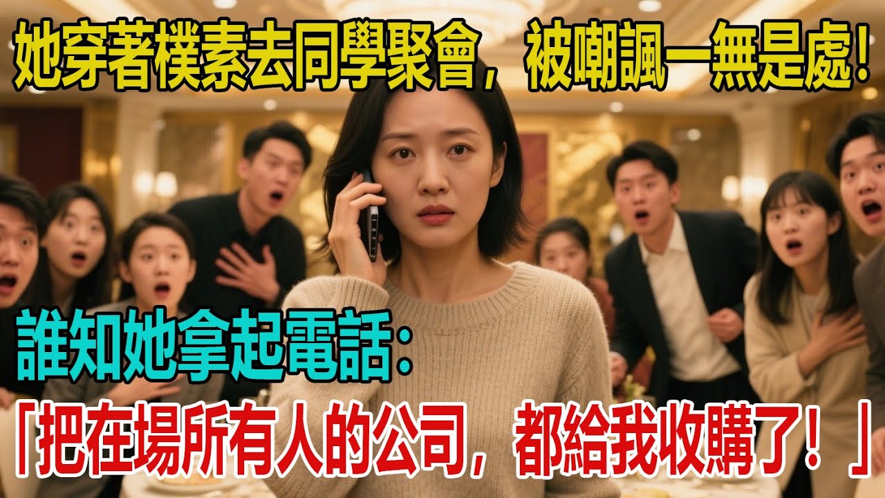 她穿著樸素去同學聚會，被嘲諷一無是處！誰知她拿起電話：「把在場所有人的公司，都給我收購了！」#故事