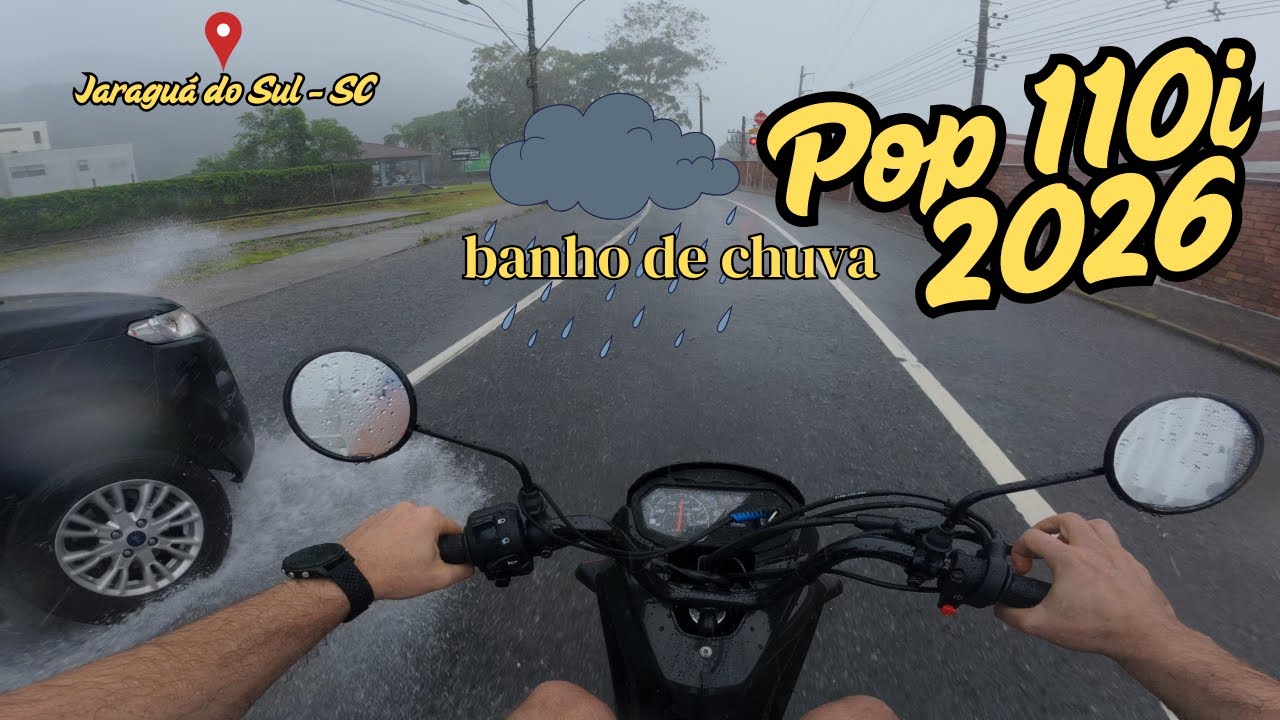 🌧️🏍️ Primeiro Rolê com a Pop 110i 2026 | Chuva Forte, Centro e Primeiras Impressões