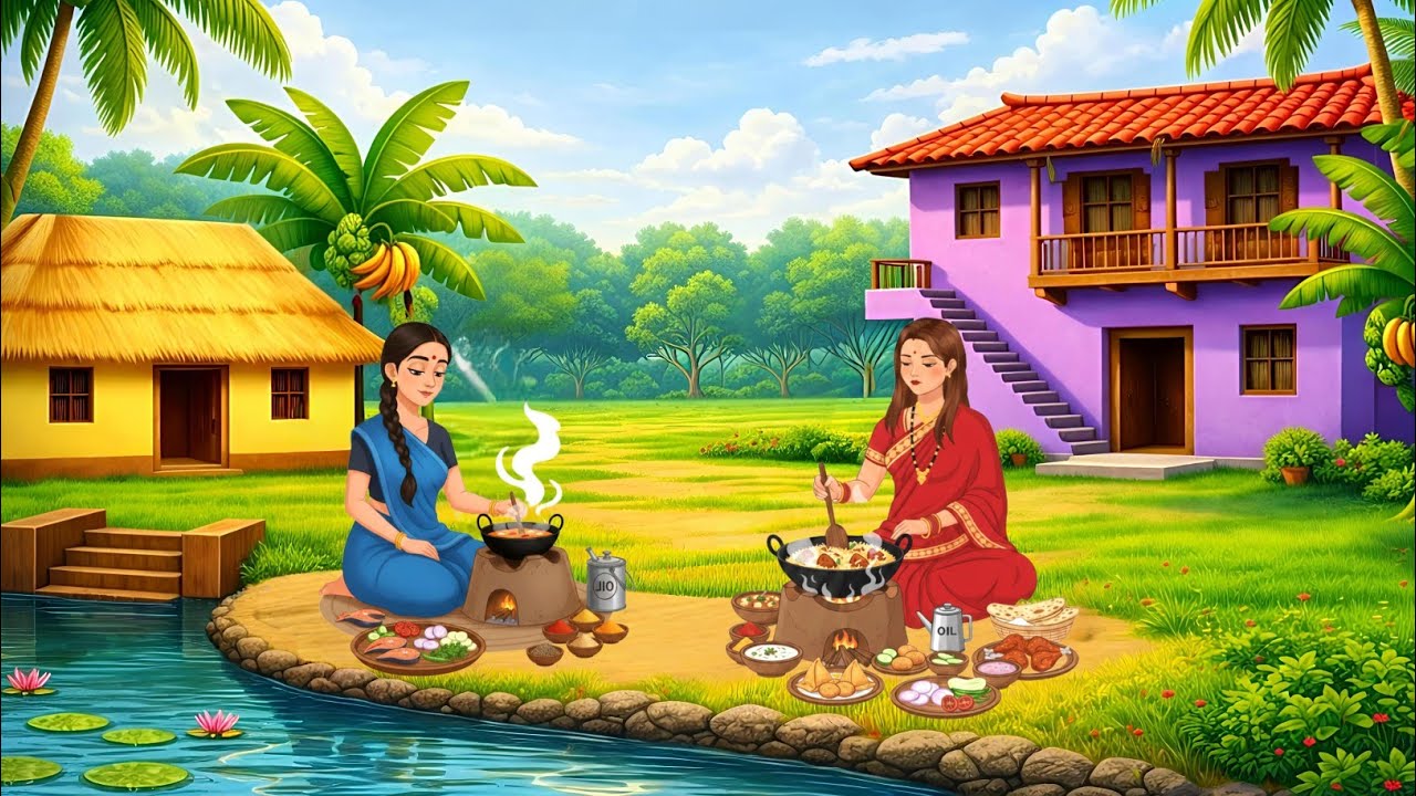 दो सौतेली बहनों का ससुराल | Hindi Story | Moral Stories | Cartoon Story | Hindi Kahaniyan |