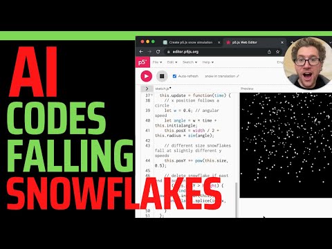 AI Codes Falling Snowflakes + Happy Holidays - ChatGPT / P5 / Processing / OpenAI