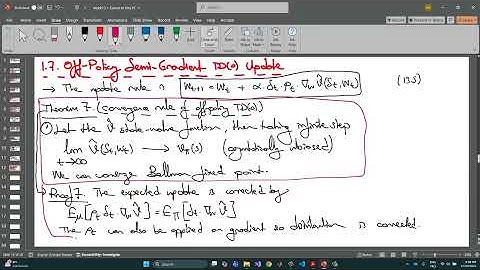 Reinforcement Learning - Les 13-4 - Off Policy Approximation - Semi-Gradient TD(0) Update