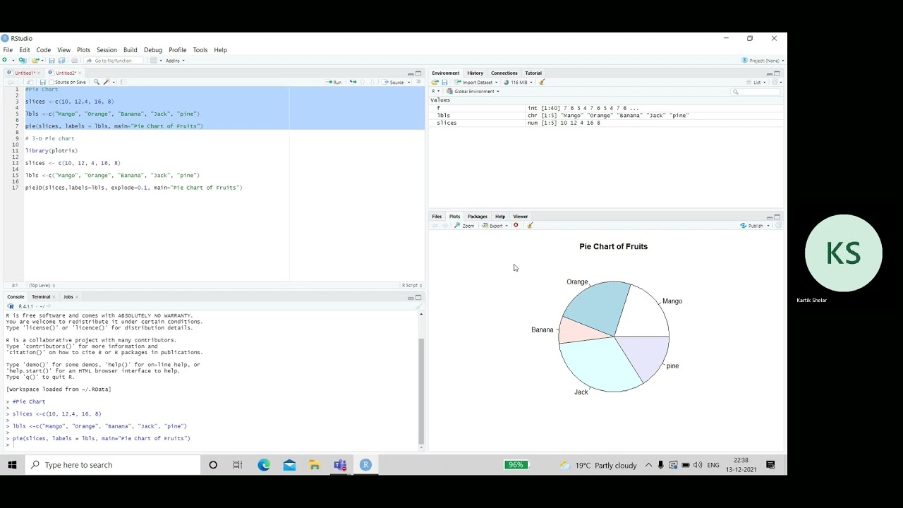 Pie Chart in R-programming language - YouTube